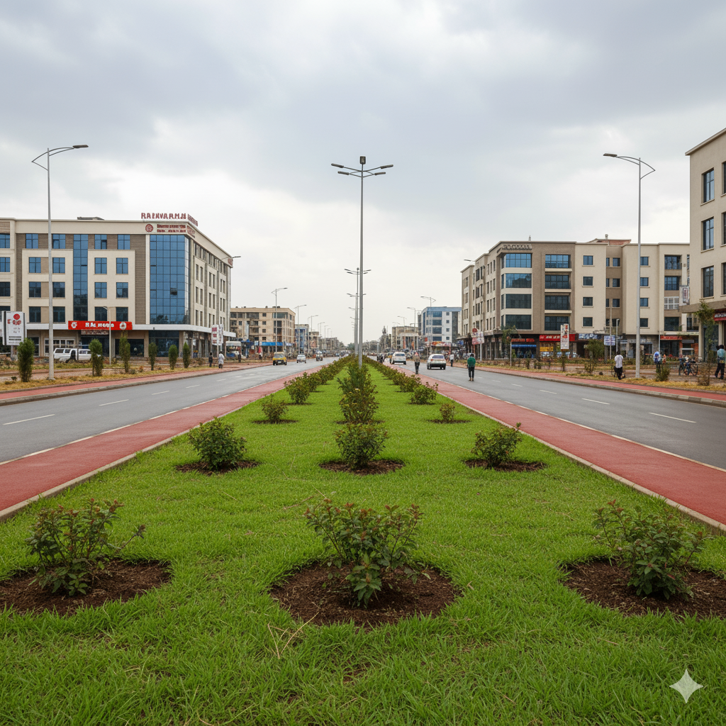 Dusty and barren compound area before greening project